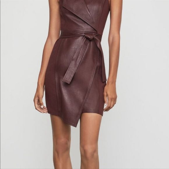 BCBGMaxAzria Layla Asymmetrical Dress Faux Leather - Picture 3 of 16